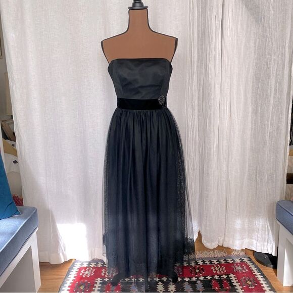 Vintage Vera Wang Black Tulle Silk & Velvet Corset Gown - Picture 1 of 8